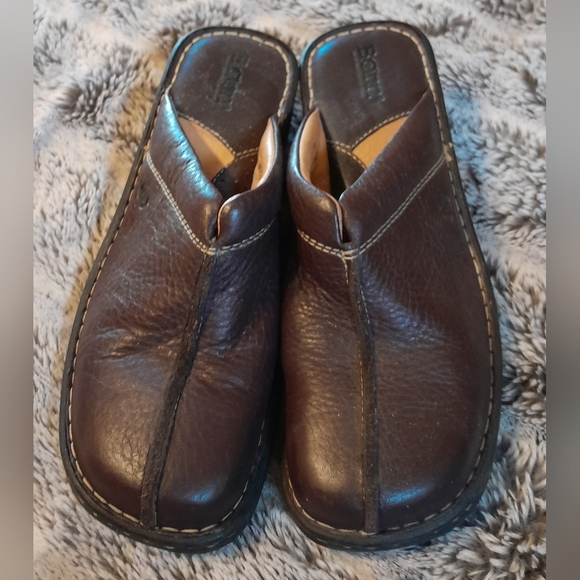 BOC Born Concept Women Brown Leather Slip On Mule Clog Shoe Size M8 - Picture 1 of 4